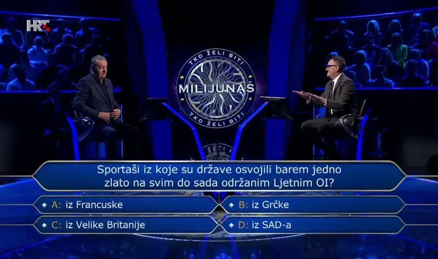 'Tko želi biti milijunaš': Zoran je odustao na sportskom pitanju, znate li vi koji je točan odgovor?