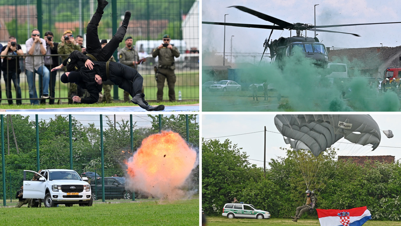 FOTO Pogledajte vježbe HV-a i policije u Okučanima: Borbe, eksplozija i skok padobranom!