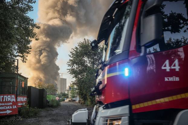 Aftermath of a Russian drone strike in Kyiv