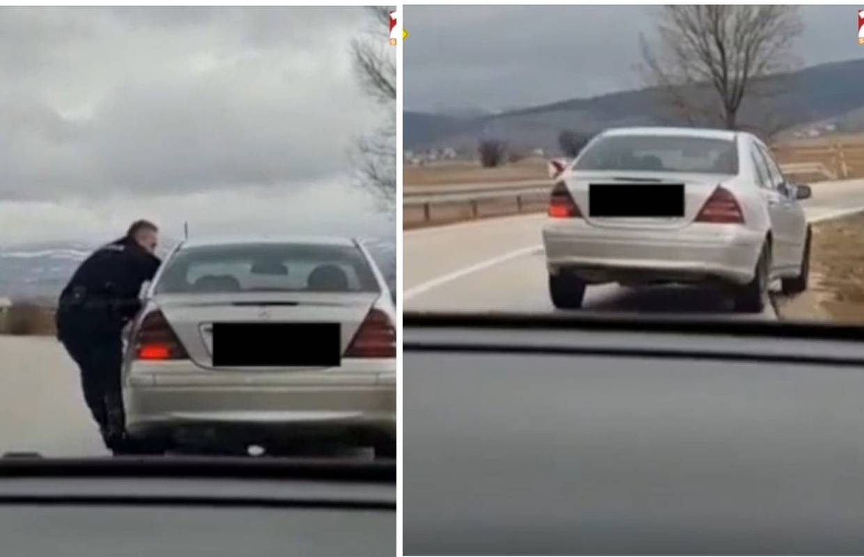 VIDEO Šok na cesti: Mrtav pijan 'lovio' trake kod Tomislavgrada. Policajac trčao i uhvatio vozača