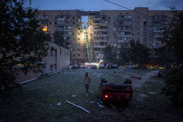 Aftermath of Russian missile and drone attack in Kyiv