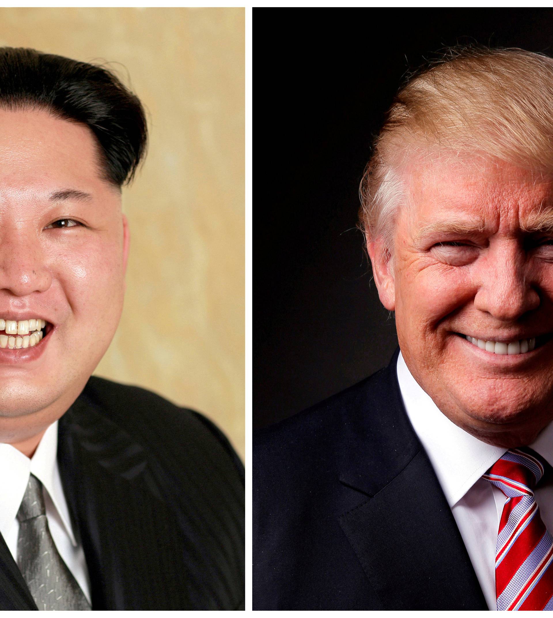 FILE PHOTO - A combination photo of Kim Jong Un and Donald Trump