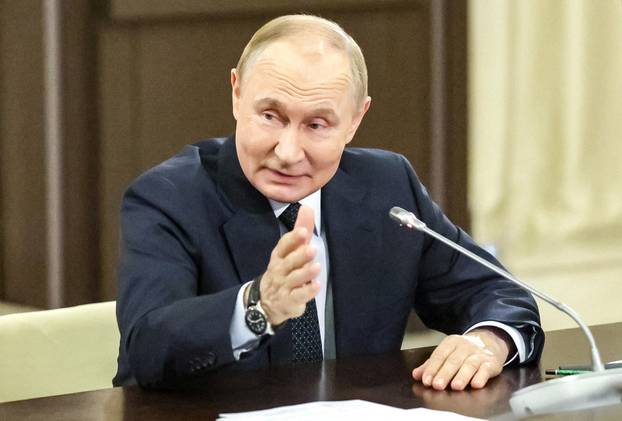 Russian President Putin holds a meeting with leaders of the political parties represented in the State Duma, outside Moscow