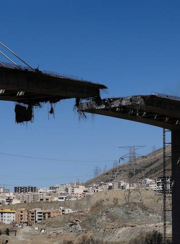 The B1 bridge damaged by a strike, as the U.S.-Israeli conflict with Iran continues, in Karaj