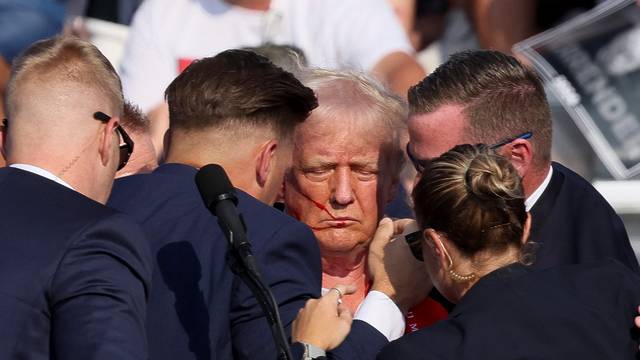 Republican presidential candidate Donald Trump holds a campaign rally in Butler