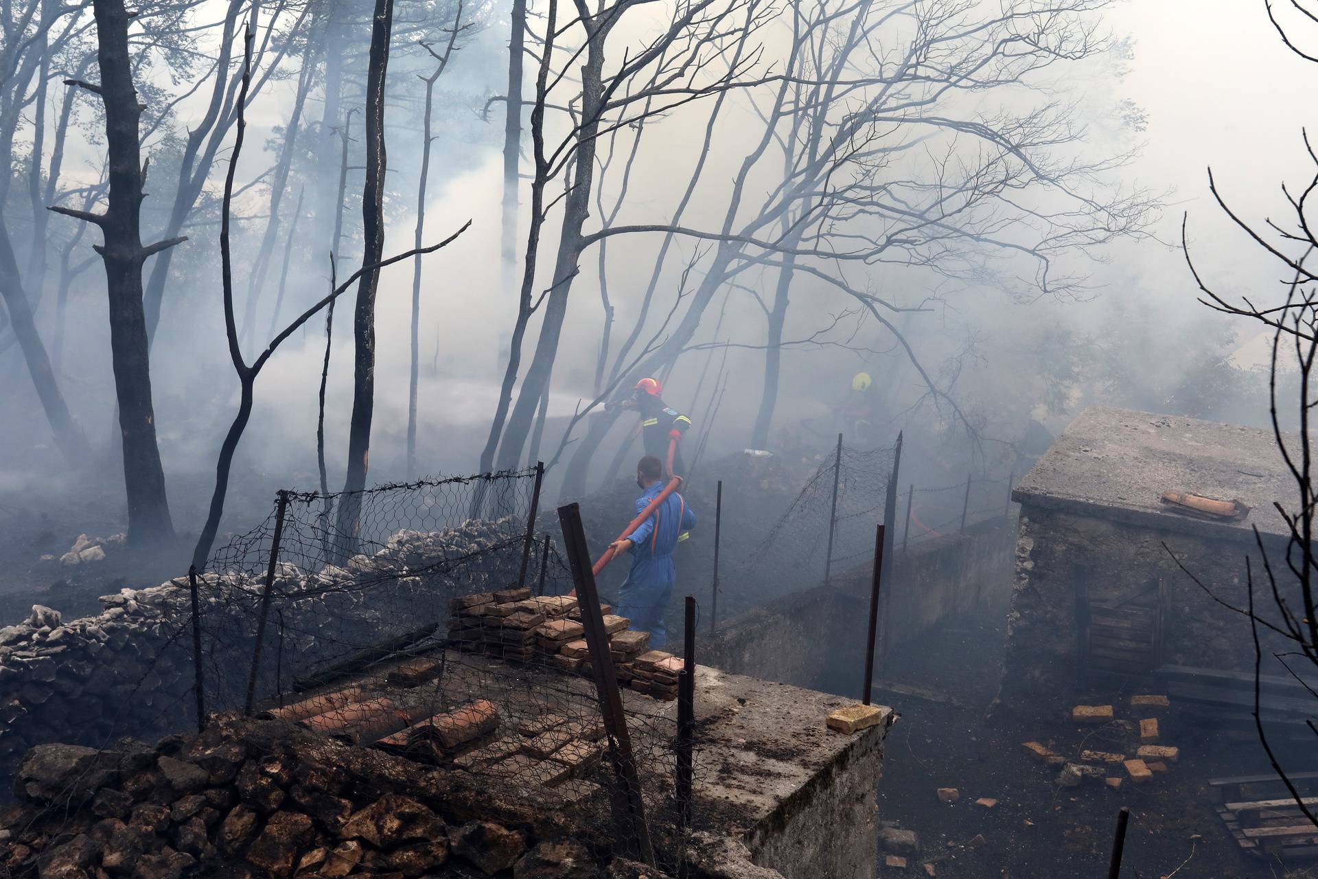 Hreljin: Vatrogasci i mještani gase požar kuće i šume