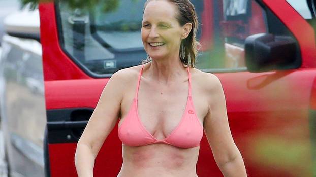 *EXCLUSIVE* Making a splash! Bikini-clad Helen Hunt hits the waves again!