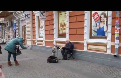 Lutalica je pjesmom pomagala uličnom sviraču da malo zaradi