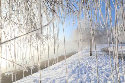 FOTO Snježna idila u Karlovcu: Drveća okovana ledom na -11°C