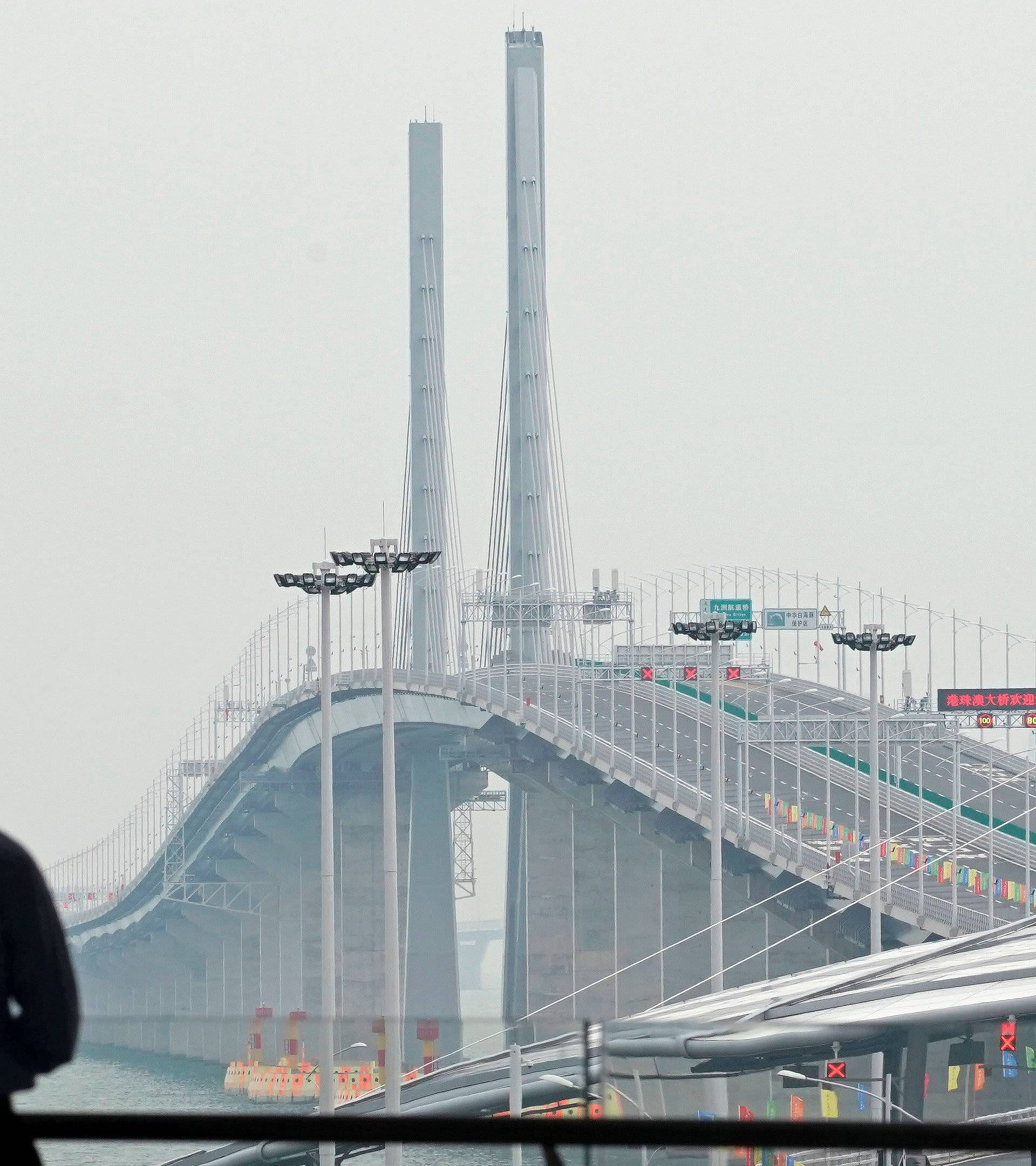 A general view of the Hong Kong-Zhuhai-Macau bridge after its opening ceremony in Zhuhai