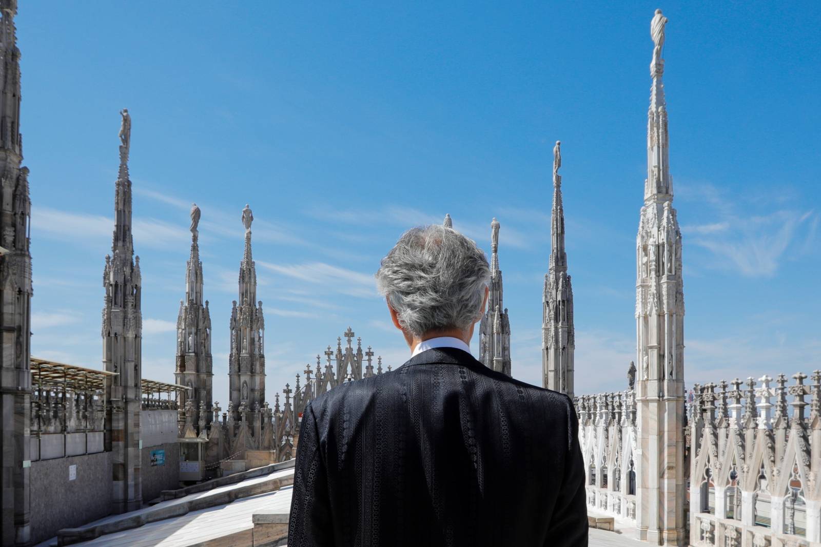 Italian opera singer Andrea Bocelli participates in ''Music for hope'' event at an empty Duomo Cathedral in Milan