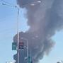 Smoke rises as fire burns at the petrochemicals plant in Nizhnekamsk