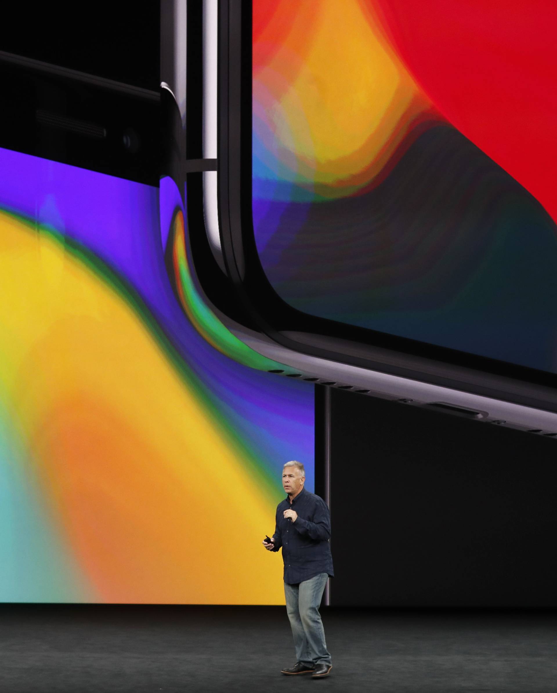 Apple's Schiller introduces the iPhone x during a launch event in Cupertino