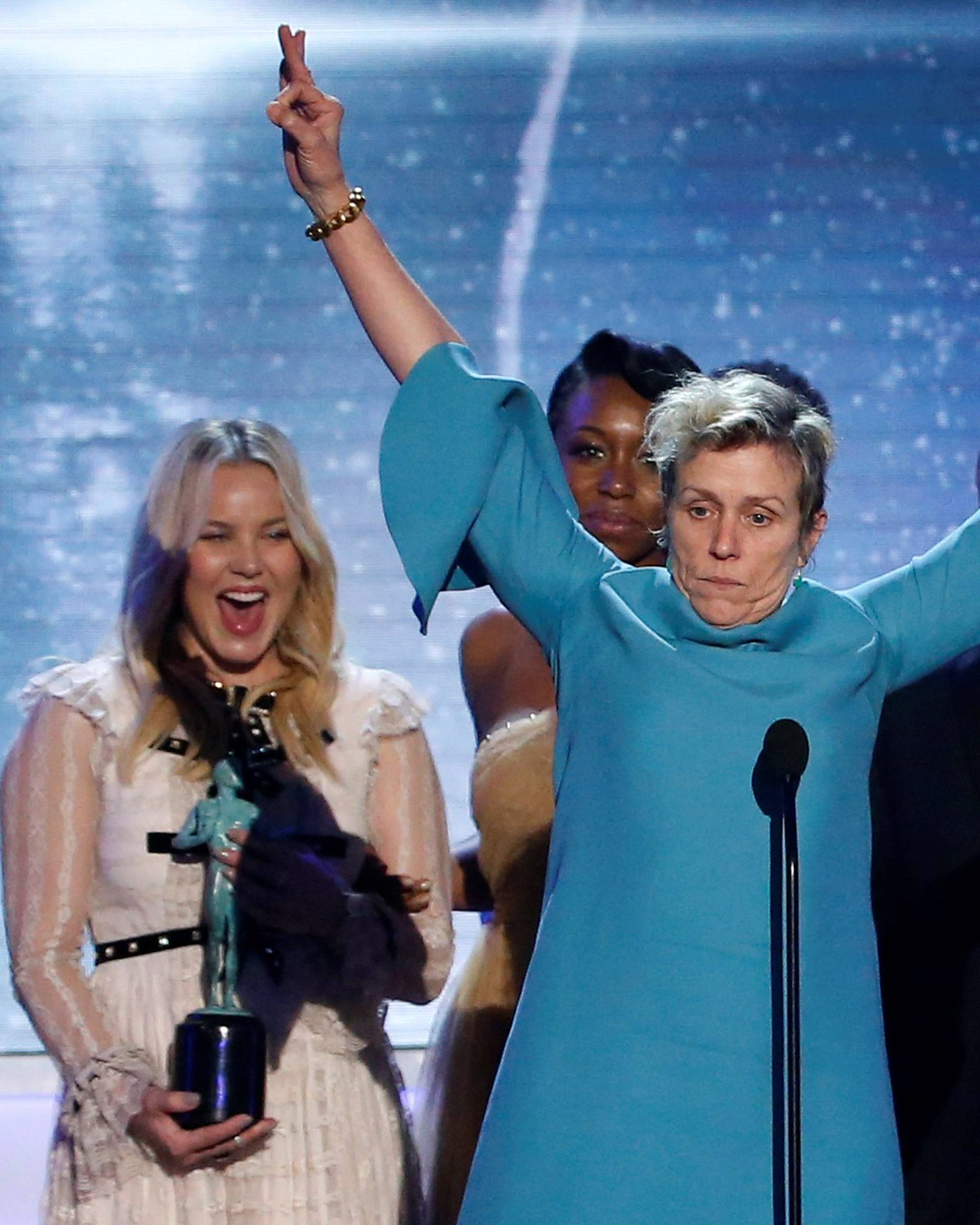 FILE PHOTO: Frances McDormand celebrates at the 24th Screen Actors Guild Awards Show in Los Angeles