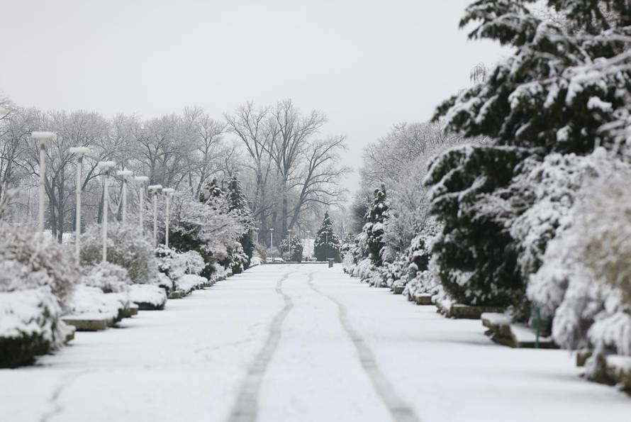 Snježni pokrivač je zabijelio je Osijek