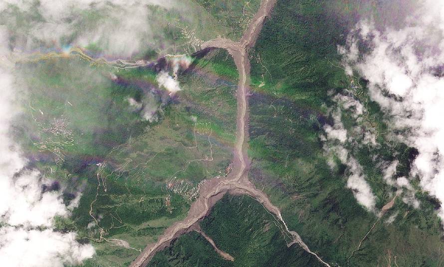 Satellite image shows Saypru Besi following a flash flood