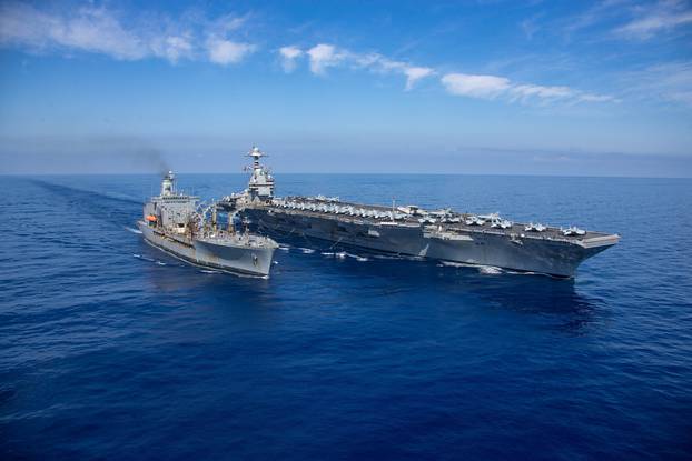 The world’s largest aircraft carrier USS Gerald R. Ford arrives at Mediterranean Sea.