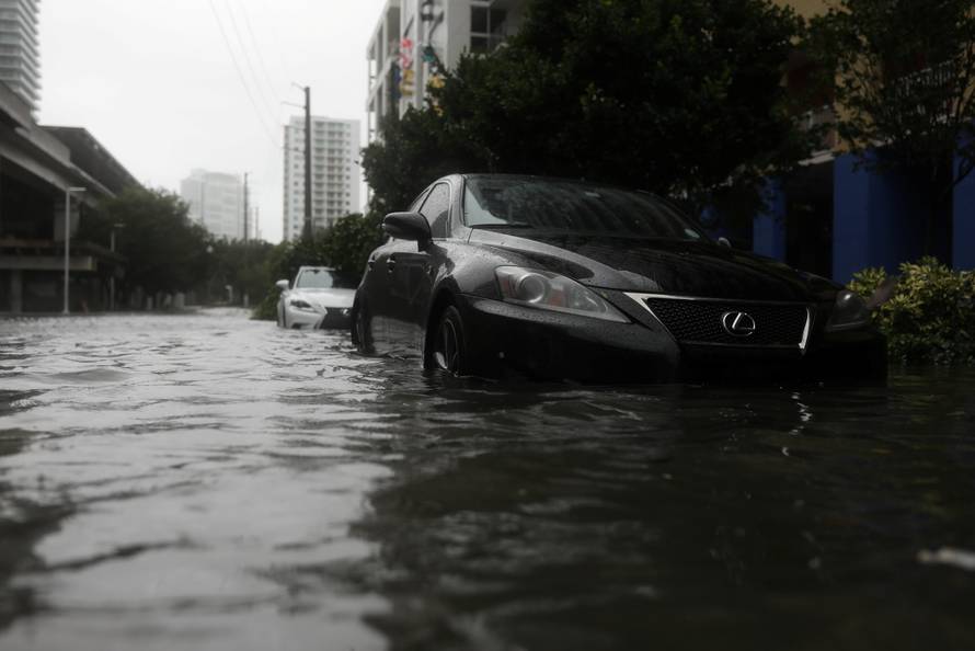 Flooding in the Brickell neighborhood as Hurricane Irma passes Miami