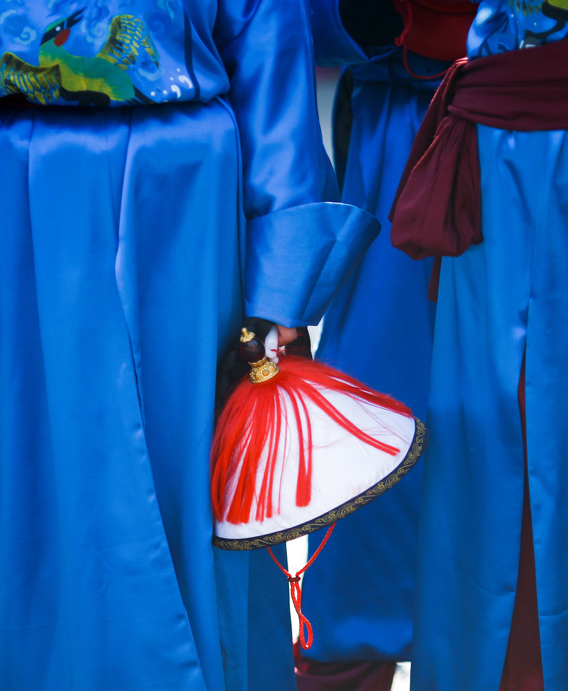 Rehearsal for a Chinese New Year Qing Dynasty ceremony at the Temple of Earth in Ditan Park in Beijing