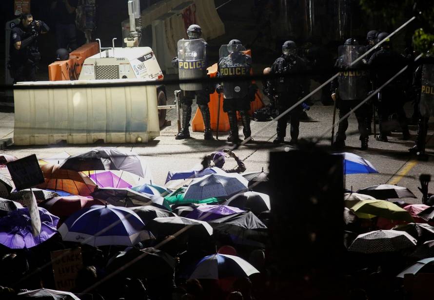 Protest against racial inequality in the aftermath of the death in Minneapolis police custody of George Floyd, in Seattle