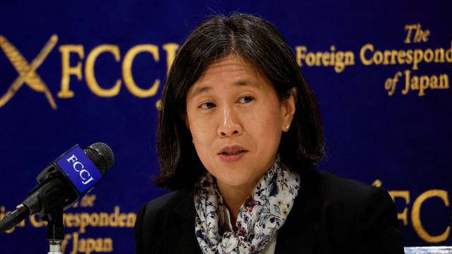 FILE PHOTO: U.S. Trade Representative Katherine Tai attends a news conference at Foreign Correspondents' Club of Japan in Tokyo