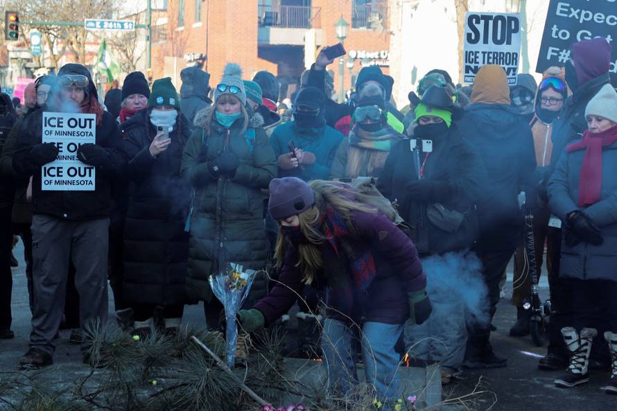 Protest against ICE after federal agents fatally shot a man while trying to detain him, in Minneapolis