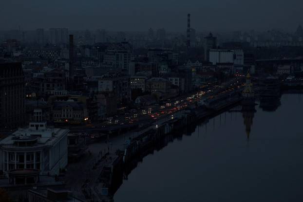 FILE PHOTO: A general view shows the city centre without electricity after critical civil infrastructure