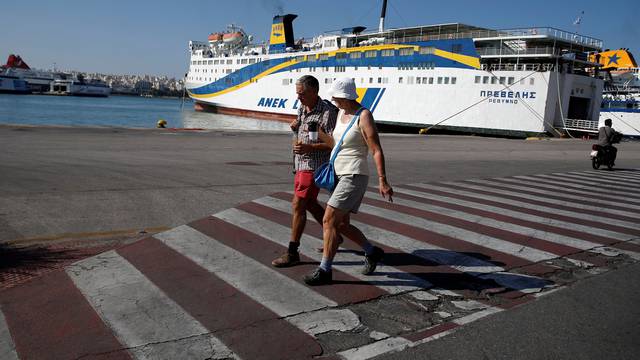 Strike of Greek seamen at the port of Piraeus