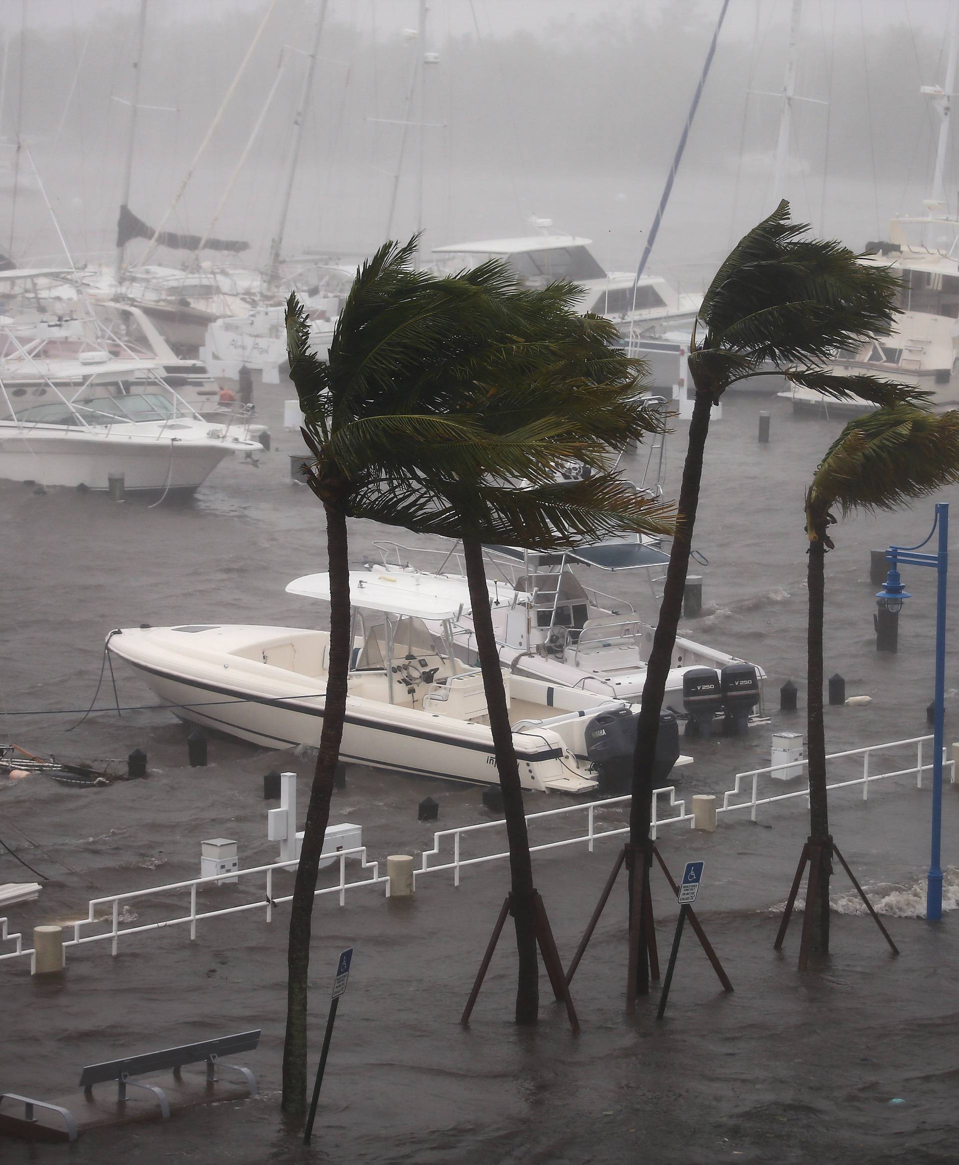 Boats are seen at a marina in Coconut Grove as Hurricane Irma arrives at south Florida, in Miami