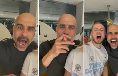 VIDEO Pijani Pep: S cigarom u ustima slavi titulu Man. Cityja