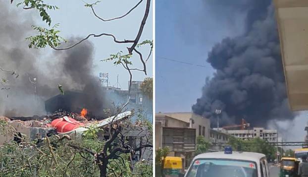 Stravične fotografije s mjesta pada Boeinga u Indiji, brojni vatrogasci bore se s požarima