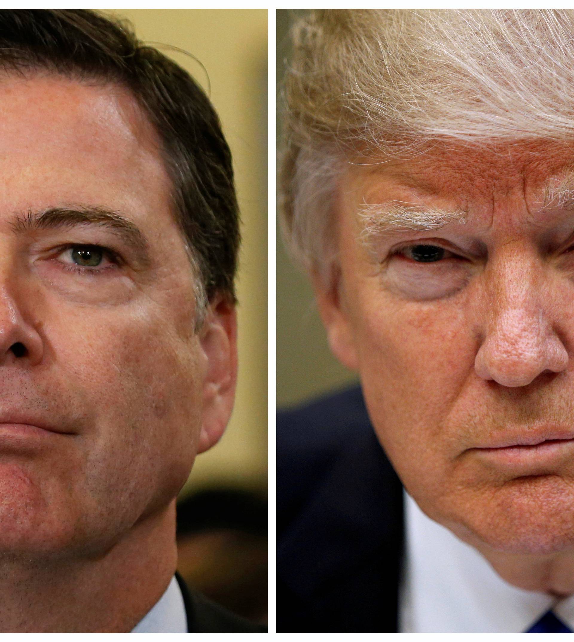 FILE PHOTO: A combination photo shows FBI Director James Comey and U.S. President Donald Trump