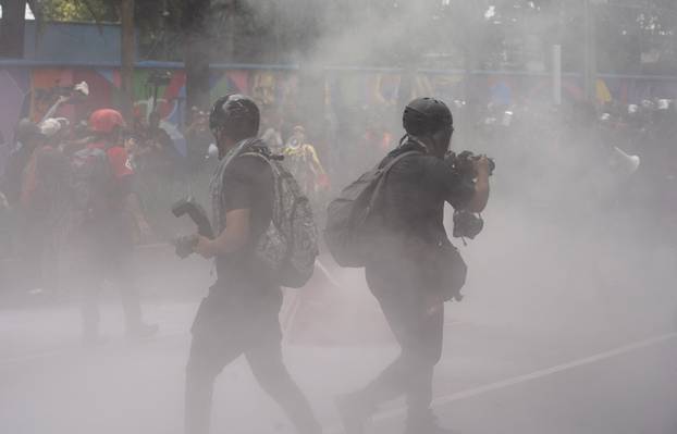 Protest during the opening match of the 2026 FIFA World Cup, in Mexico City