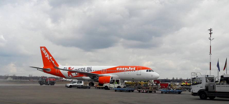 An easyJet plane at Tegel airport in Berlin