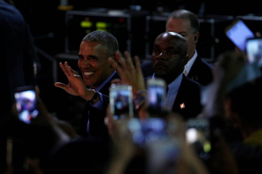 Obama campaigns in support of Northam at a rally with supporters in Richmond, Virginia