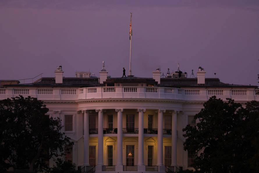 Democratic presidential nominee U.S. Vice President Kamala Harris delivers a speech on the National Mall, in Washington