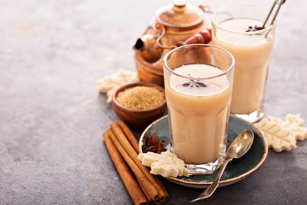 Hot masala tea with spices