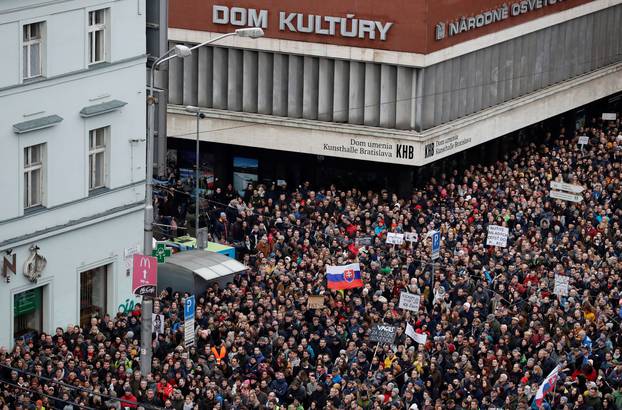 Rally in reaction to the murder of Slovak investigative reporter Jan Kuciak is held in Bratislava