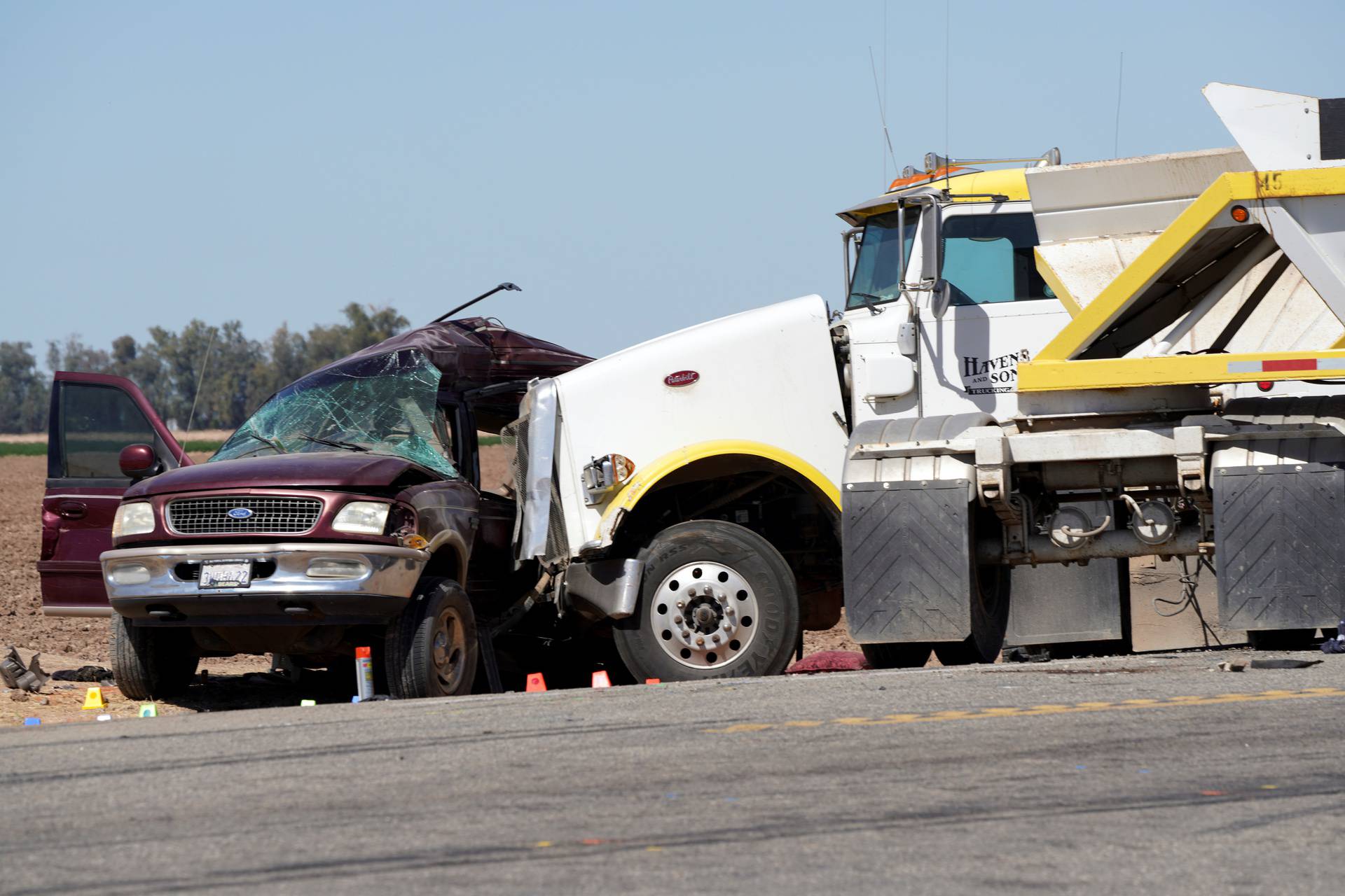 Collision between a sport utility vehicle (SUV) and a tractor trailer truck near Holtville