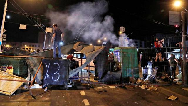 Belarusian opposition supporters protest against presidential election results in Minsk