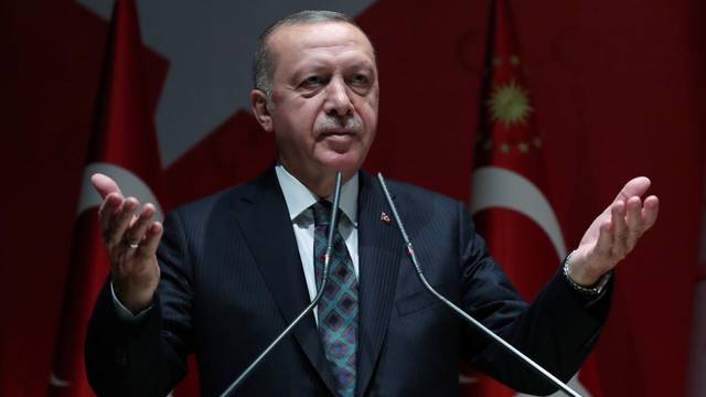 Turkish President Erdogan attends a meeting of his ruling AKP in Ankara
