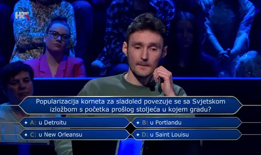 Tomislav u 'Milijunašu' pao na pitanju za 18.000 eura. Znate li vi kako glasi točan odgovor?