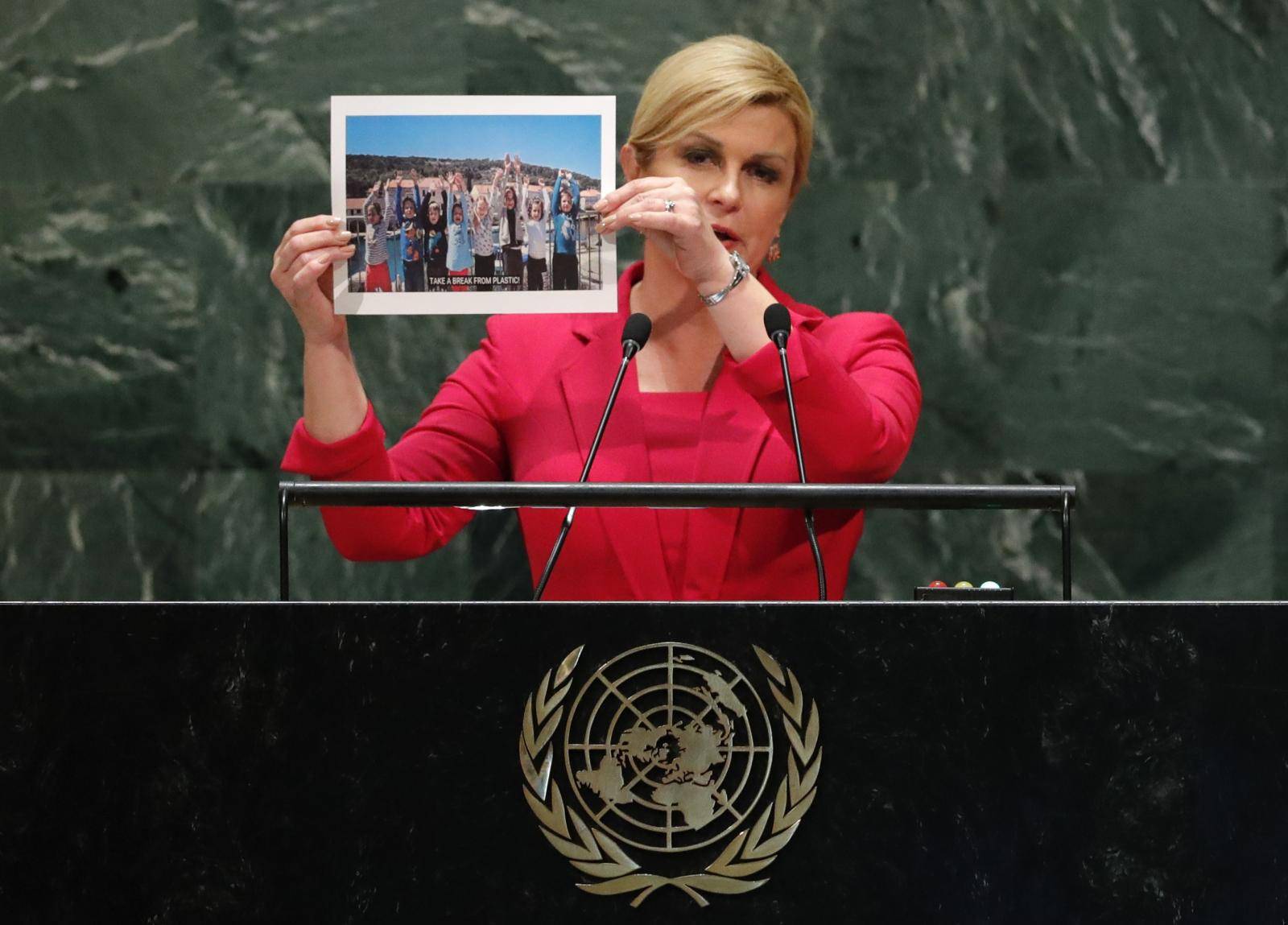 Croatia's President Kolinda Grabar-Kitarovic addresses the 74th session of the United Nations General Assembly at U.N. headquarters in New York City, New York, U.S.