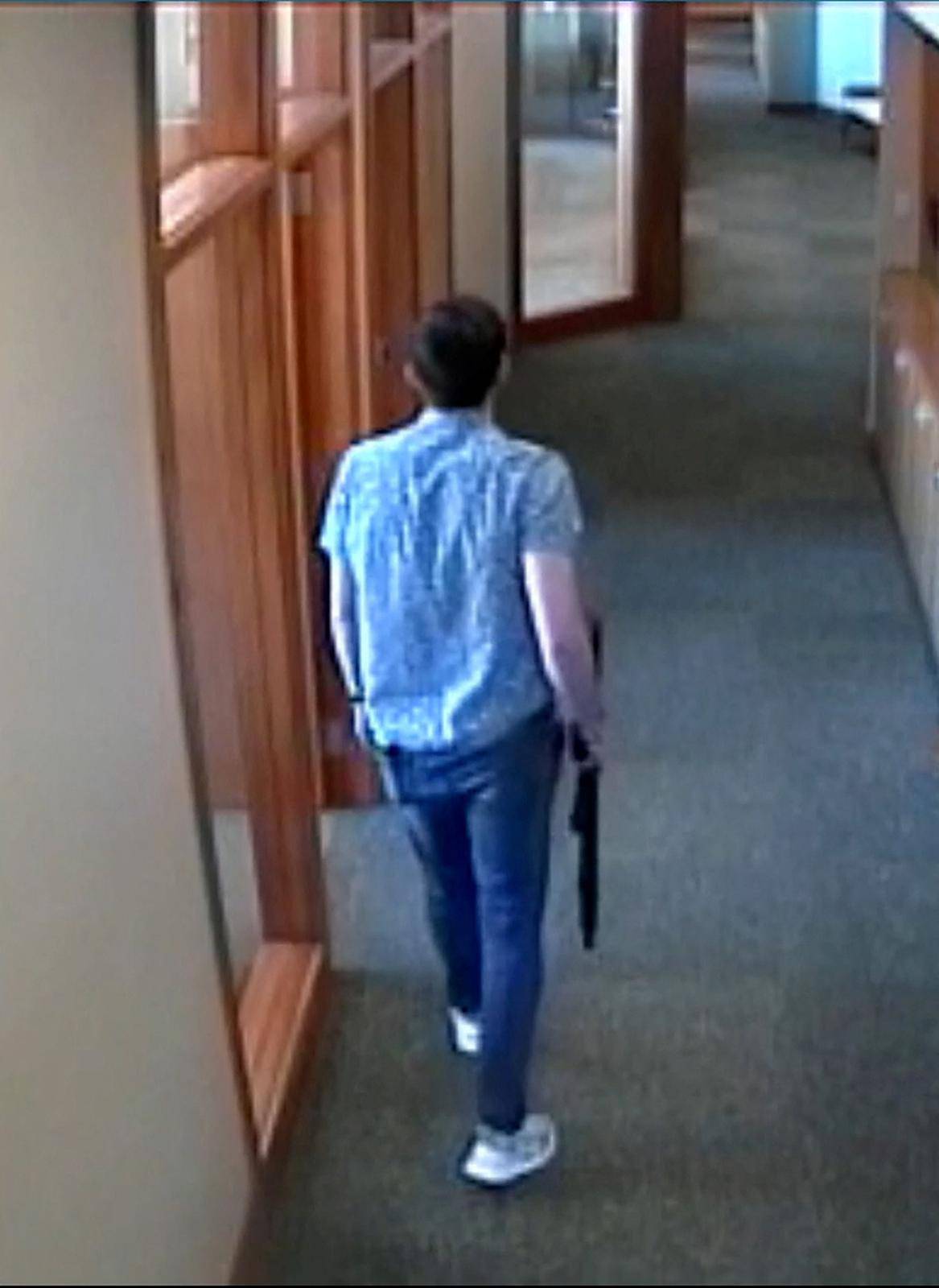 Security camera video of the suspect of a mass shooting inside Old National Bank in Louisville
