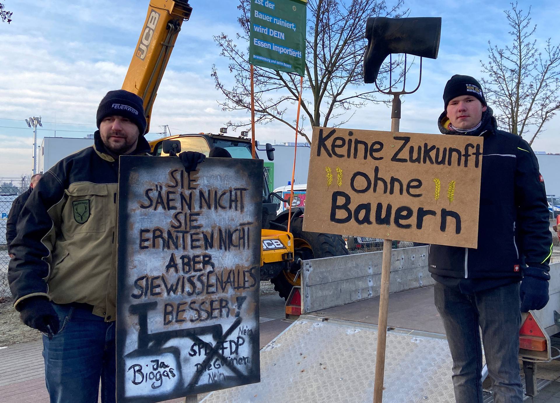 German farmers take part in a protest against the cut of farm vehicle tax subsidies of the so-called German Ampel Coalition government, in Cottbus