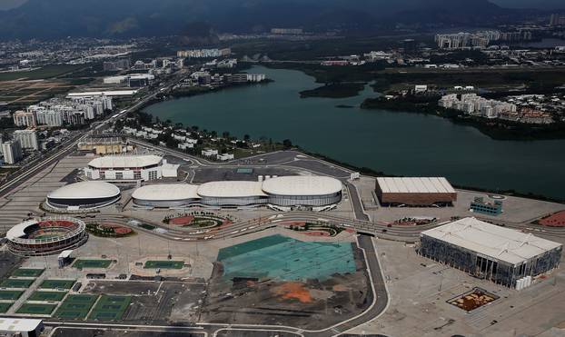 Aerial view shows the Olympic park which was used for the Rio 2016 Olympic Games, in Rio de Janeiro