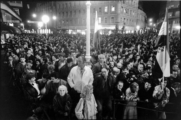 Zagreb: Svečano otkrivanje spomenika banu Josipu Jelačiću na istoimenom trgu, 15.10.1990.