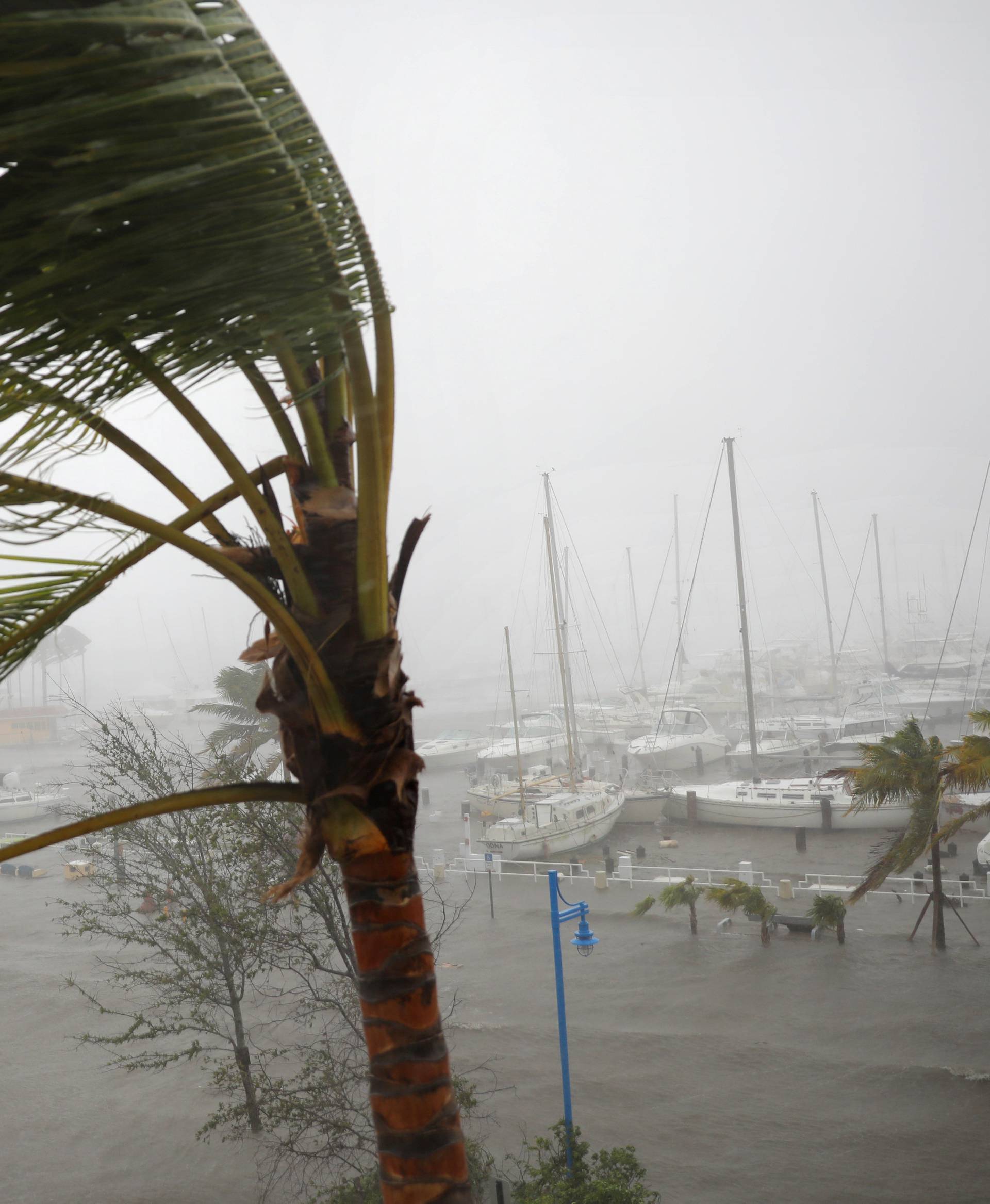 Boats are seen at a marina in Coconut Grove as Hurricane Irma arrives at south Florida, in Miami