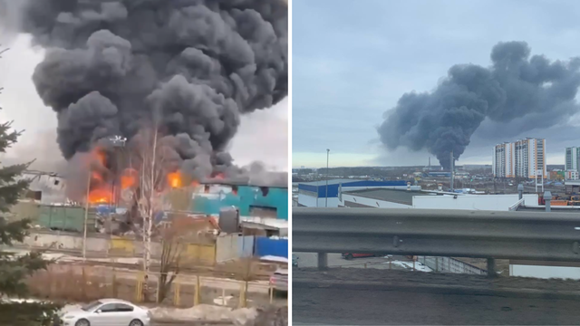 VIDEO Veliki požar kod aerodroma u Sankt-Peterburgu: 'Srušili smo bespilotnu letjelicu'