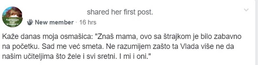 'Mama, ne shvaćam zašto ta Vlada ne da učiteljima što žele'